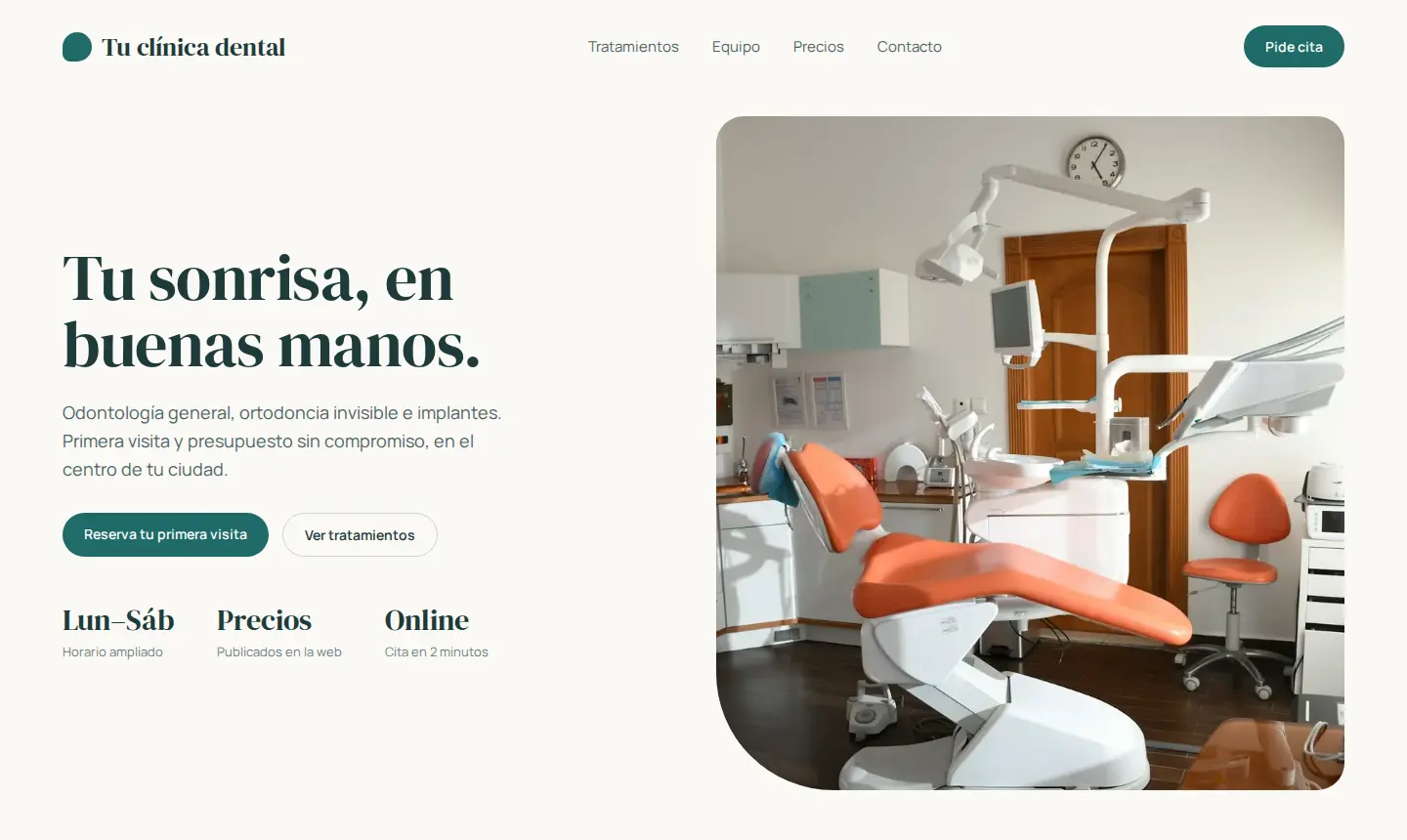 Ejemplo de web para una clínica dental